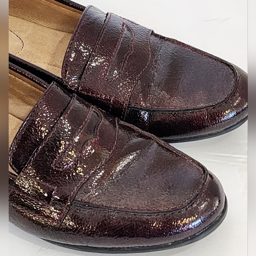 Life Stride Women's Burgundy High Shine Stylish Brown Loafers Soft Cushion, sz 8 - Picture 8 of 11